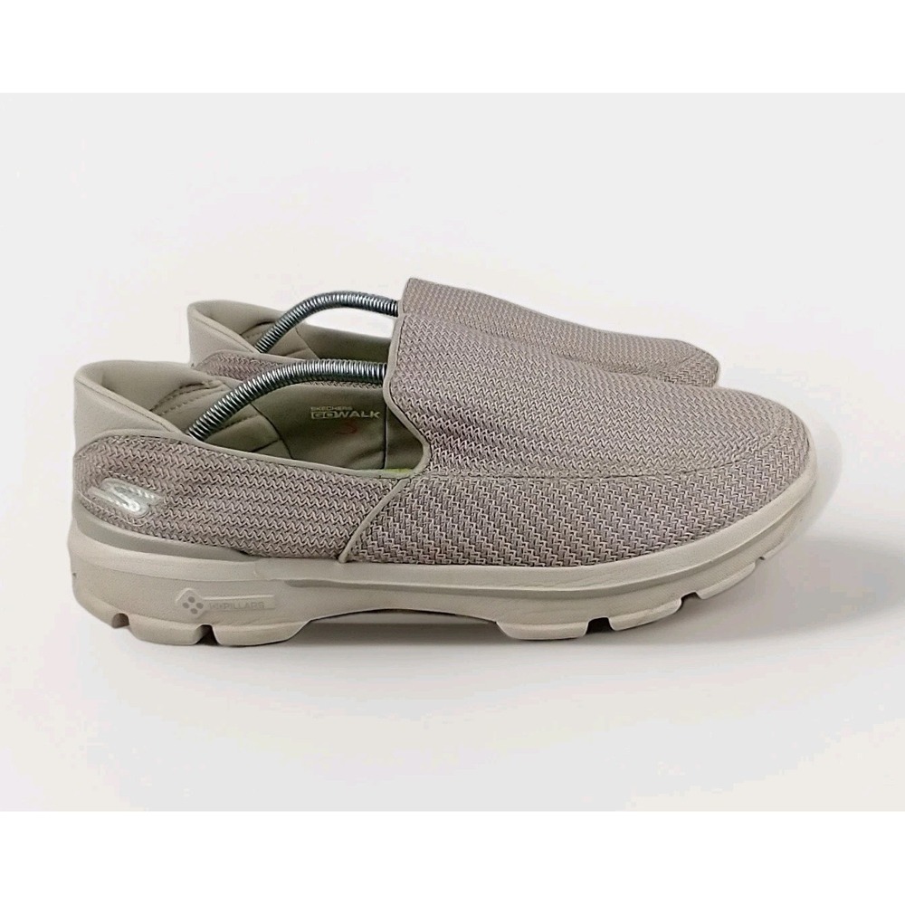 Skechers Go Walk 3 Shoes Mens 12 Beige Comfort Walking Slip On Sneakers